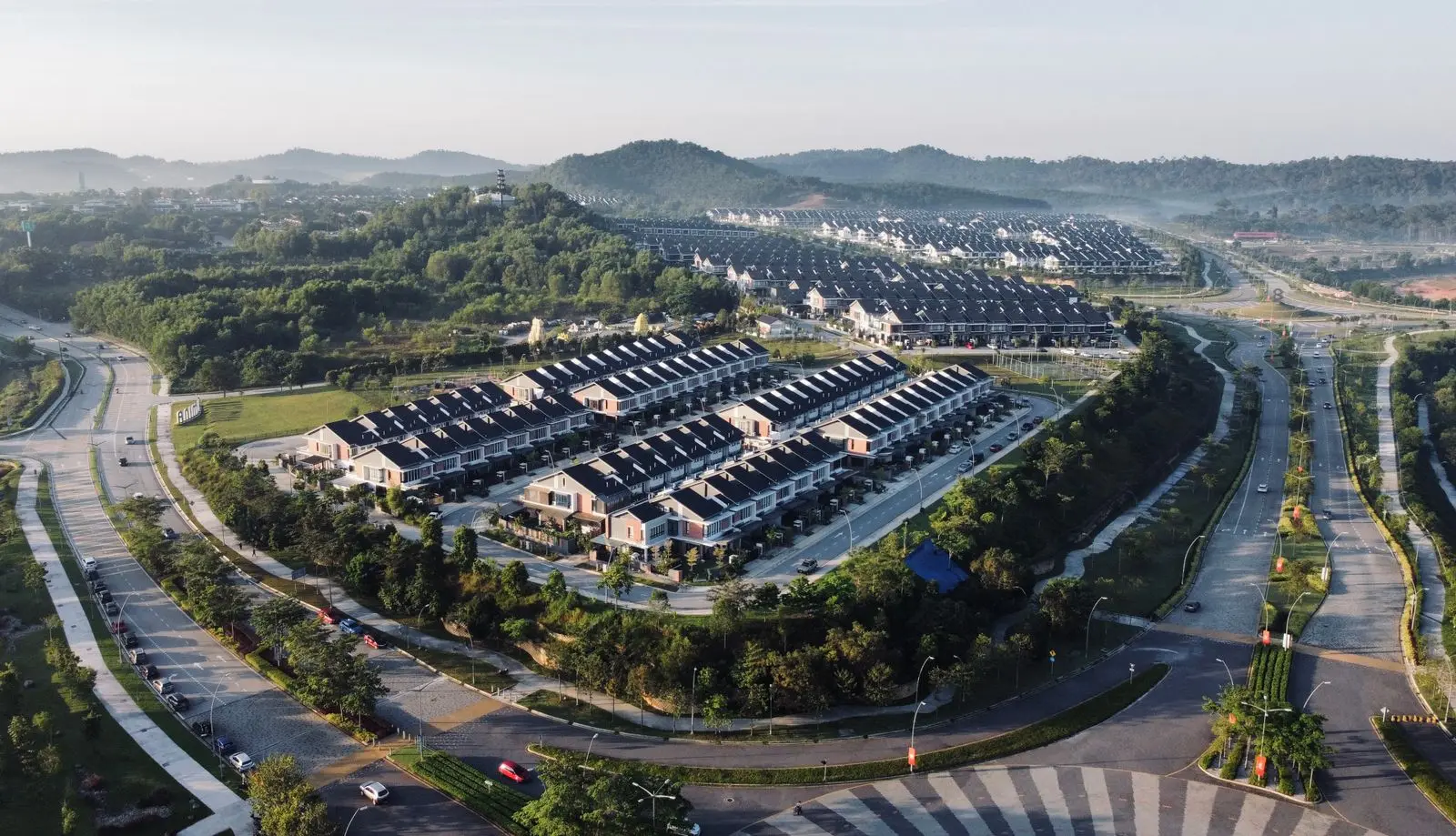 Quartier résidentiel neuf vu du ciel